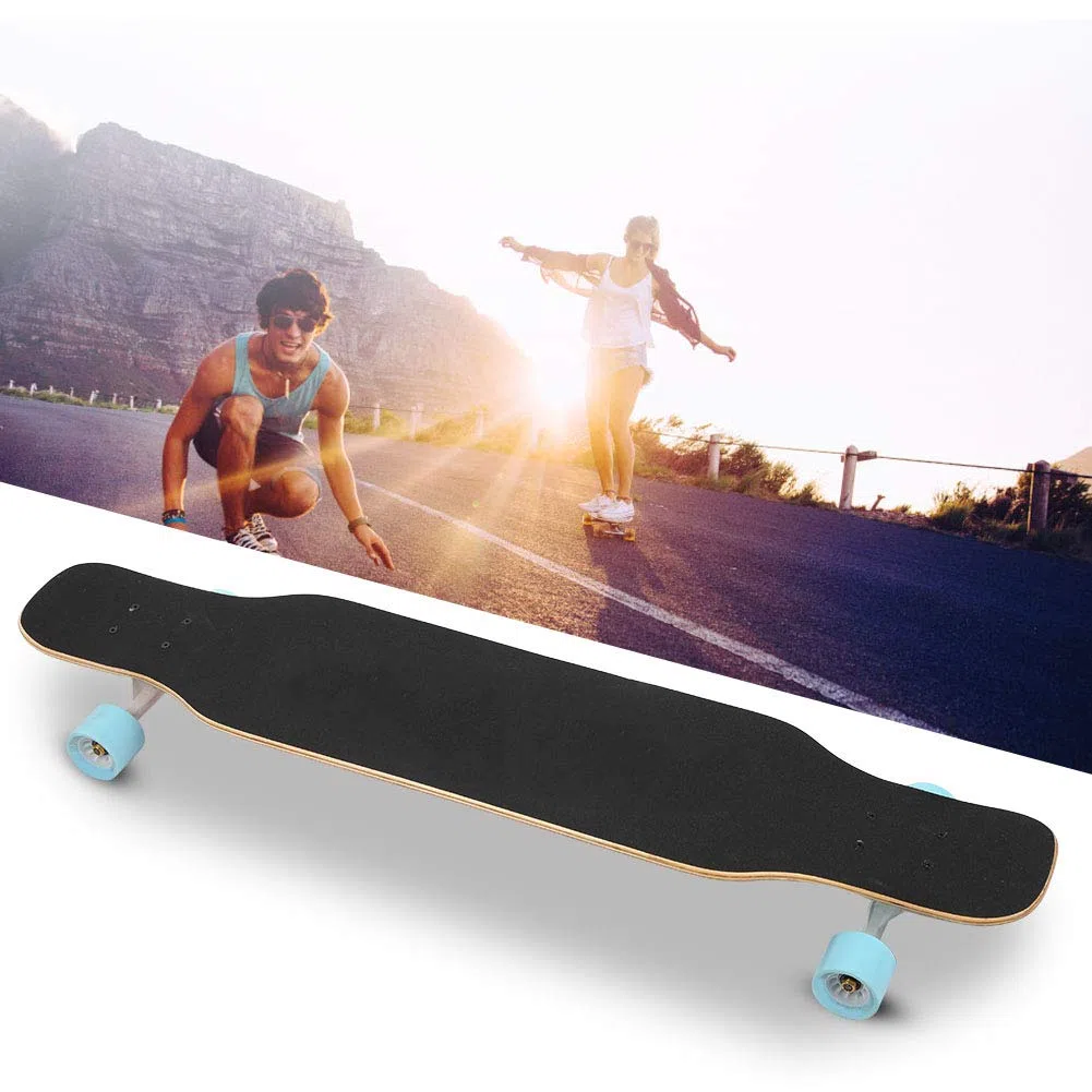 Longboard Profesional de Madera de Arce, Diseño Antideslizante con Cubierta de Arce Duro de 7 Capas con Eje de Acero con Alto Contenido de Carbono, para Adolescentes y Adultos en