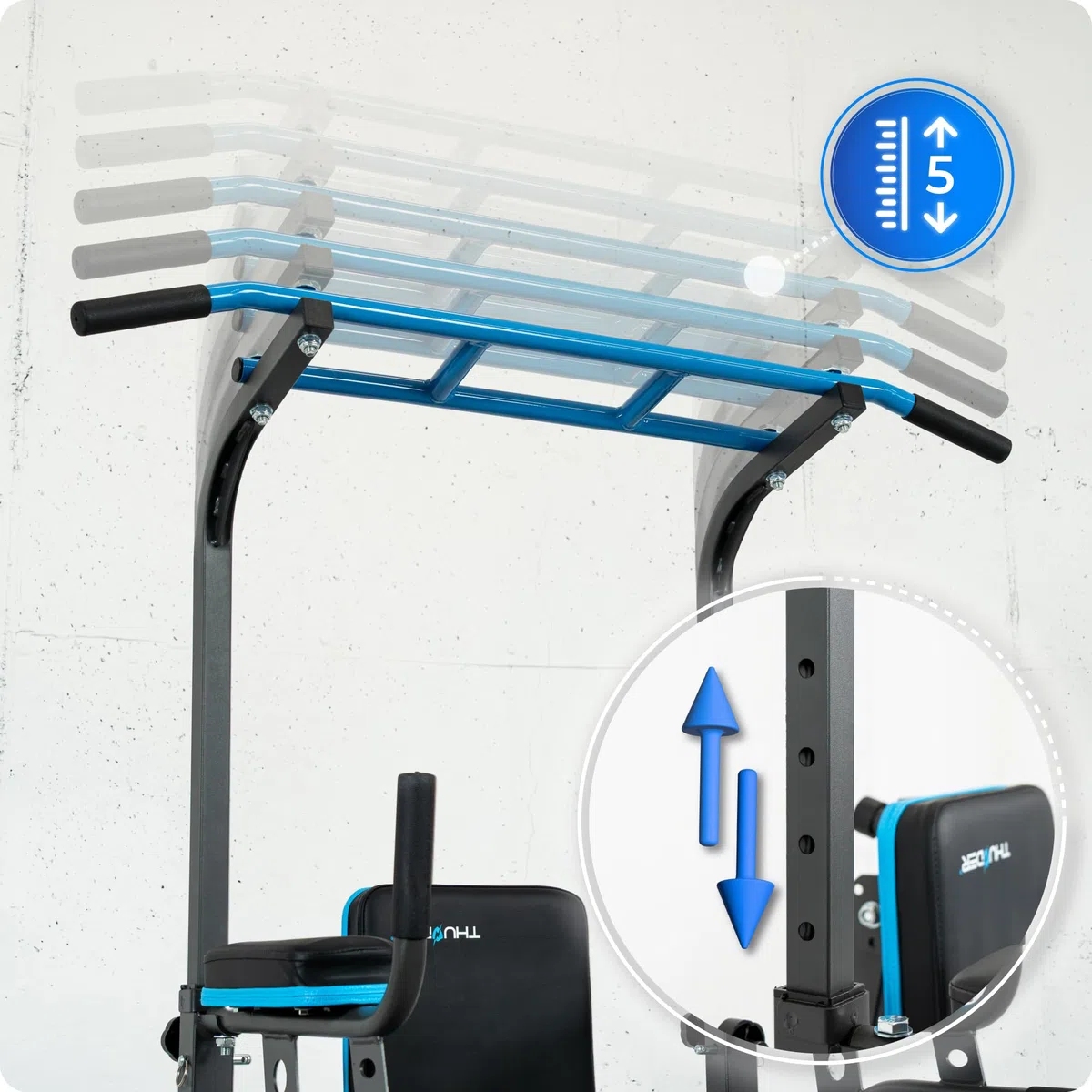 THUNDER Power Tower Estación de Fondos y Dominadas – Equipo de Fitness para Home Gym