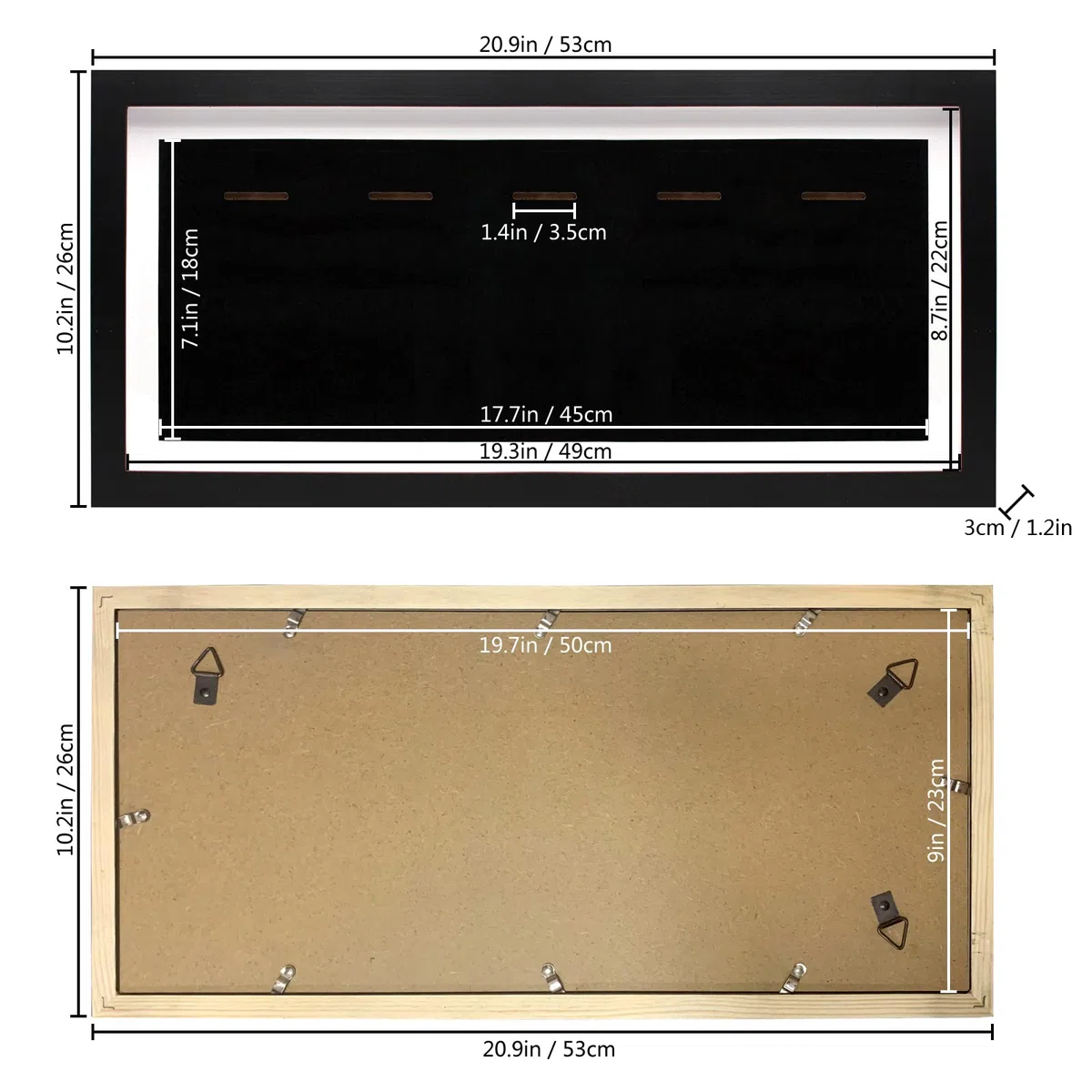 Caja de exhibición de medallas de 20 pulgadas, marco de exhibición de medallas negro para 6 medallas, caja de exhibición de medallas para corredores de triatlón de maratón, fútbol todos los deportes