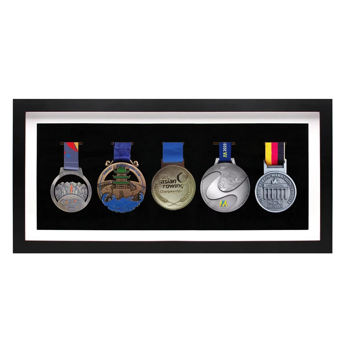 Caja de exhibición de medallas de 20 pulgadas, marco de exhibición de medallas negro para 6 medallas, caja de exhibición de medallas para corredores de triatlón de maratón, fútbol todos los deportes