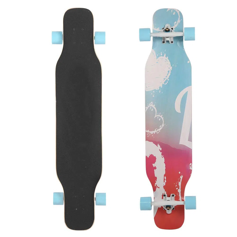 Longboard Profesional de Madera de Arce, Diseño Antideslizante con Cubierta de Arce Duro de 7 Capas con Eje de Acero con Alto Contenido de Carbono, para Adolescentes y Adultos en