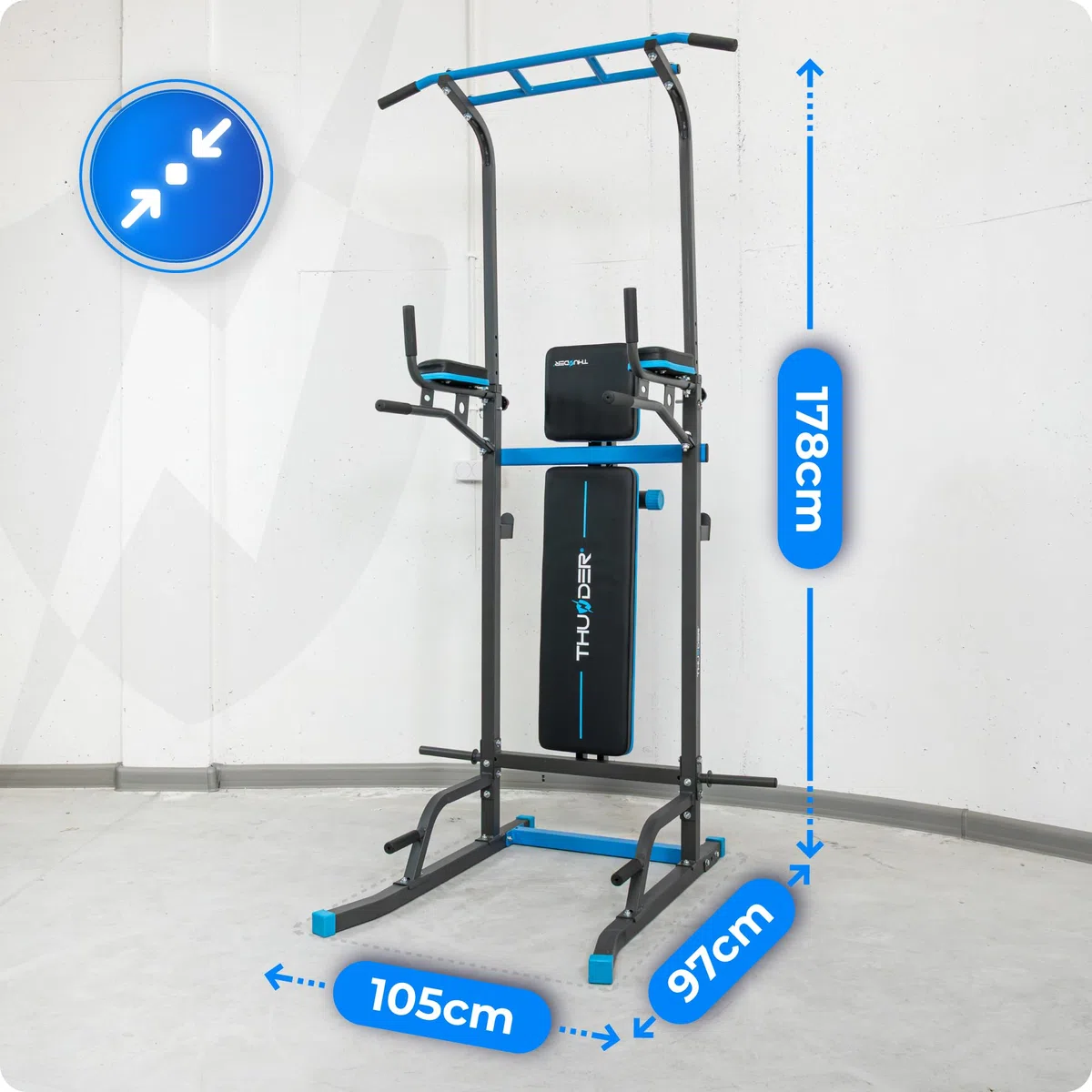 THUNDER Power Tower Estación de Fondos y Dominadas – Equipo de Fitness para Home Gym