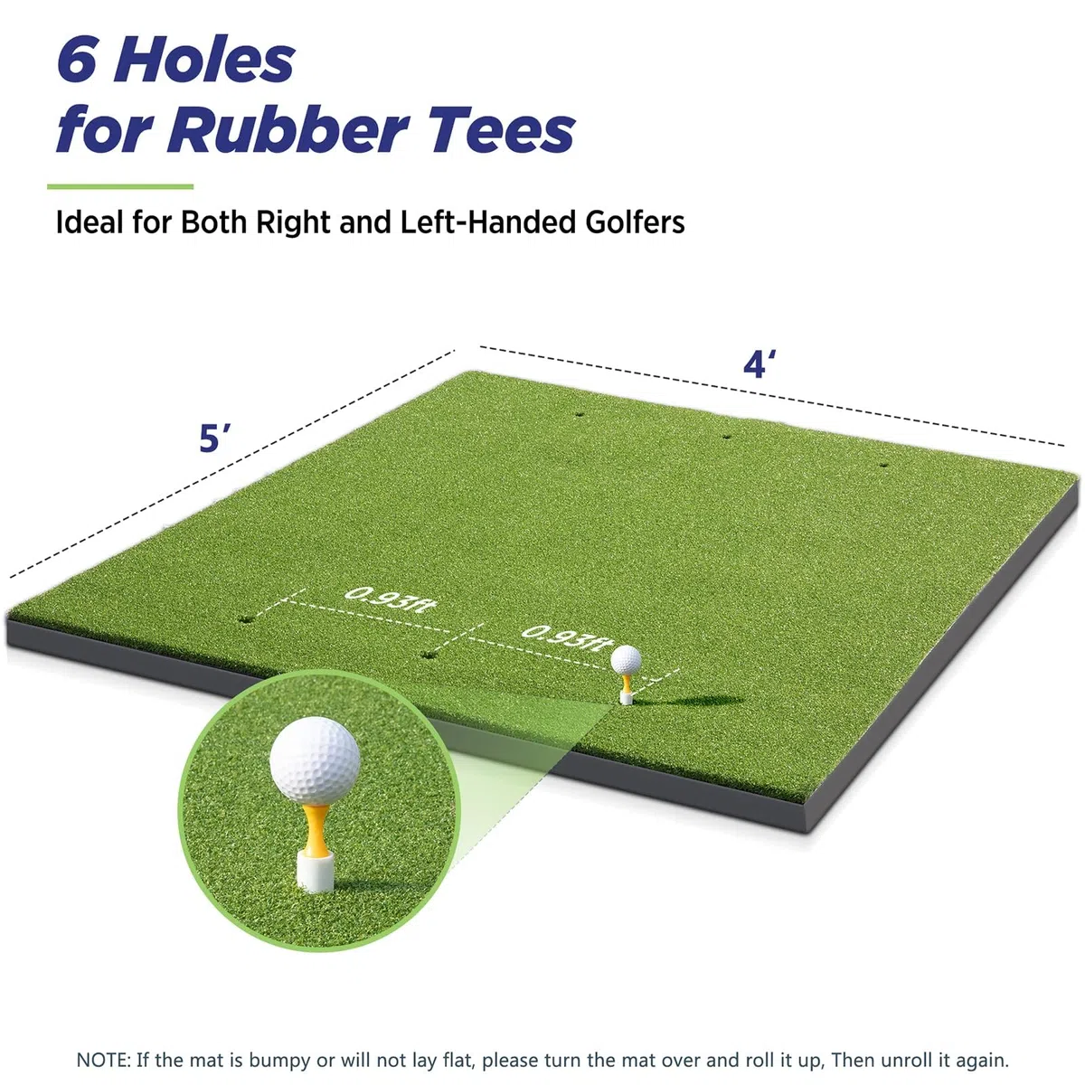 Golfguru Tapete de golf, 1.5 x 1.2 m, 36 mm, denso, Elite Golf Golf, práctica con 10 pelotas, 9 tees, entrenamiento de golpe artificial resistente mate para conducción en el patio trasero, simuladores