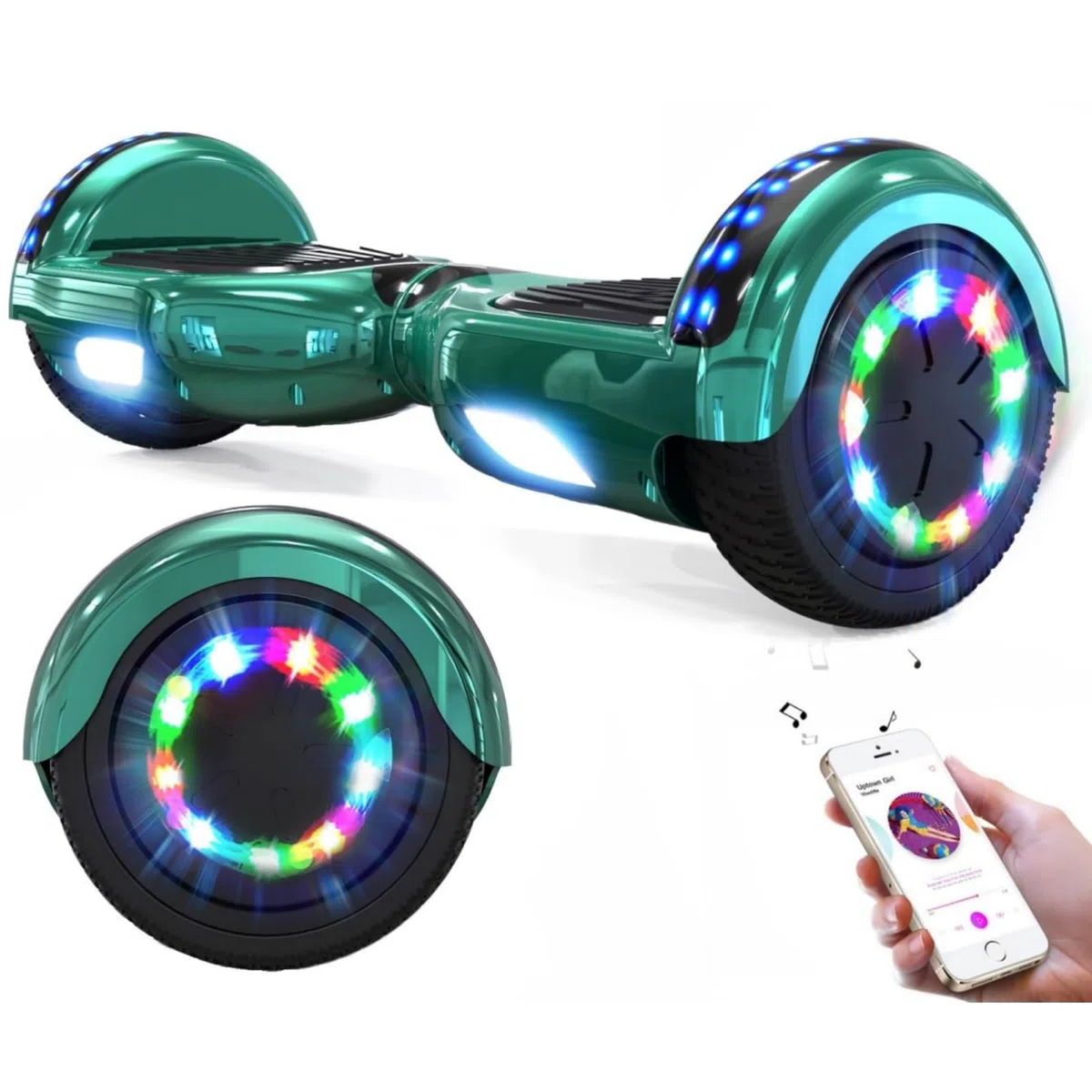 GeekMe Hoverboard 6.5 Pulgadas, Patineta Eléctrica Autoequilibrada con Altavoz Bluetooth Incorporado, Giropodo para Niños y Adultos