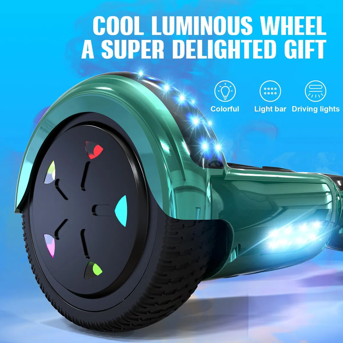 GeekMe Hoverboard 6.5 Pulgadas, Patineta Eléctrica Autoequilibrada con Altavoz Bluetooth Incorporado, Giropodo para Niños y Adultos