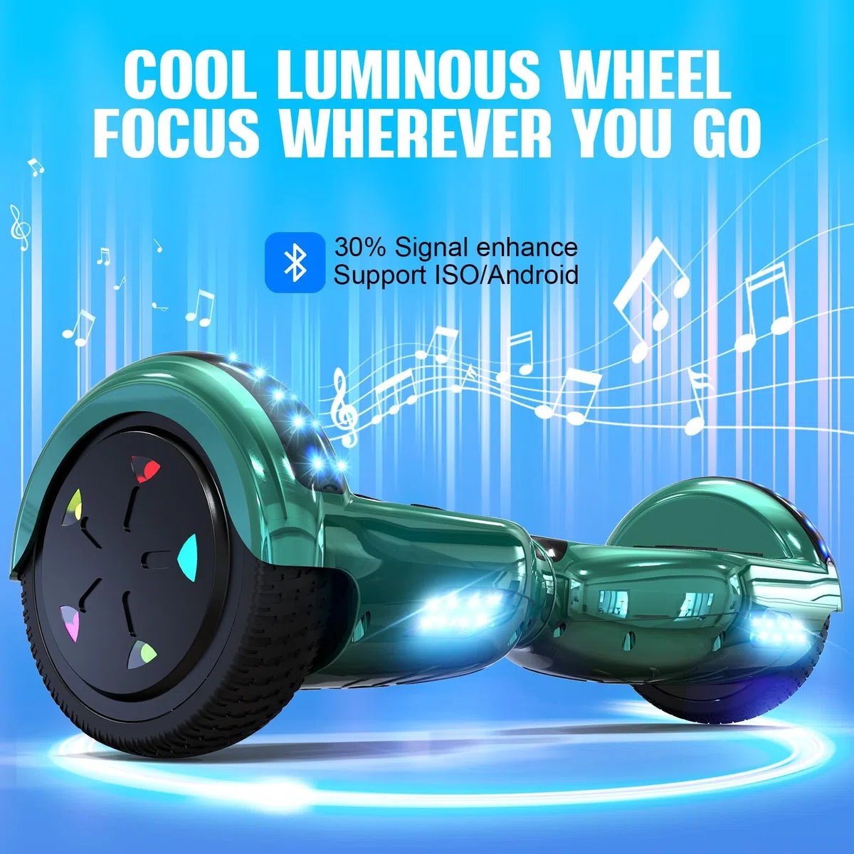 GeekMe Hoverboard 6.5 Pulgadas, Patineta Eléctrica Autoequilibrada con Altavoz Bluetooth Incorporado, Giropodo para Niños y Adultos
