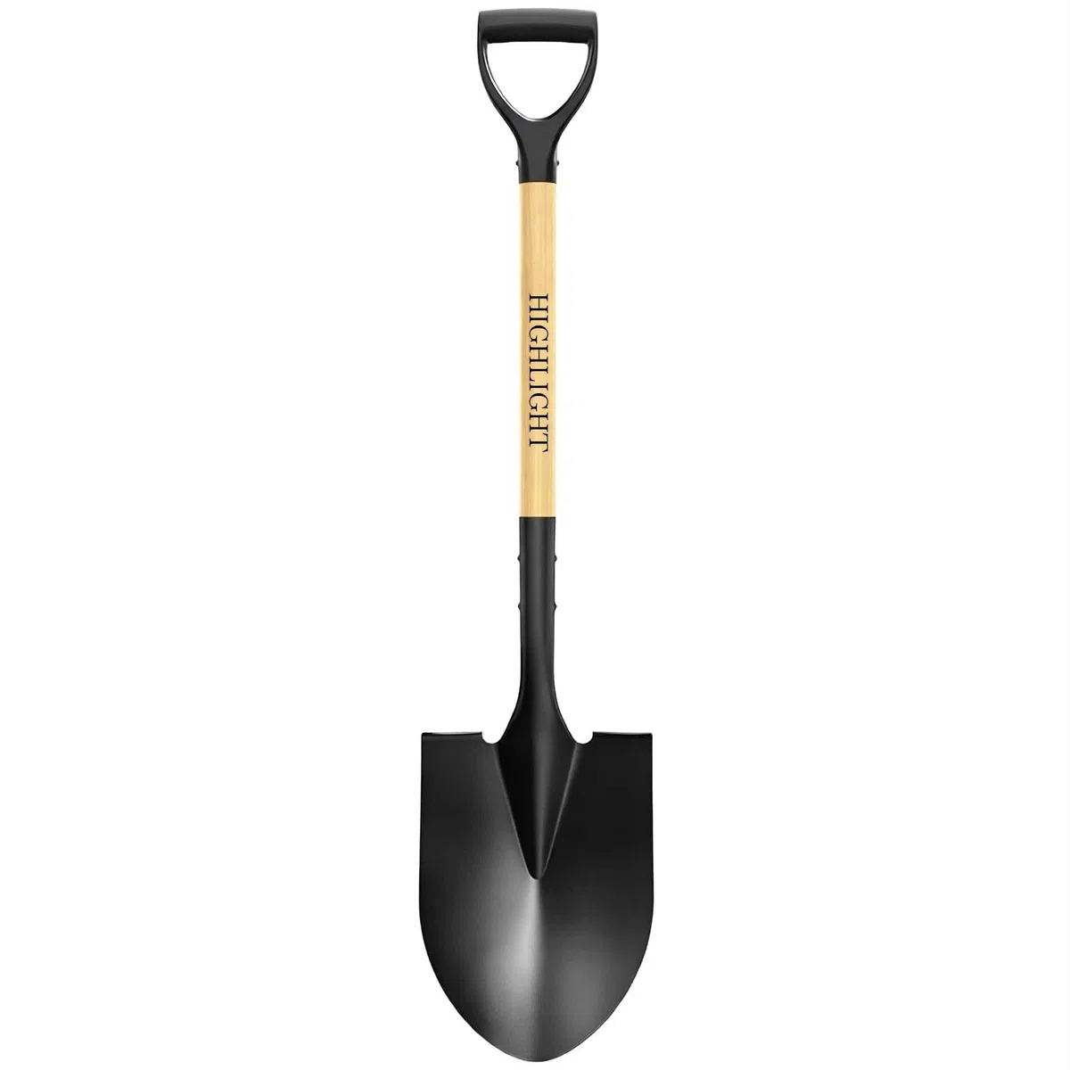 HIGHLIGHT Pala para excavar, pala redonda, herramienta de jardín con mango en D, 41 pulgadas de longitud total, pala de jardín de madera para playa, coche, nieve